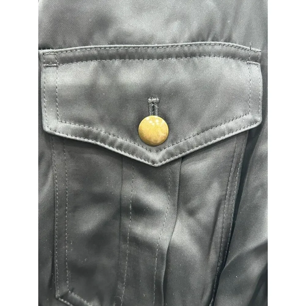NWT‎ Madewell Womens Black Double-Faced Satin Safari Button Front Jacket Size M